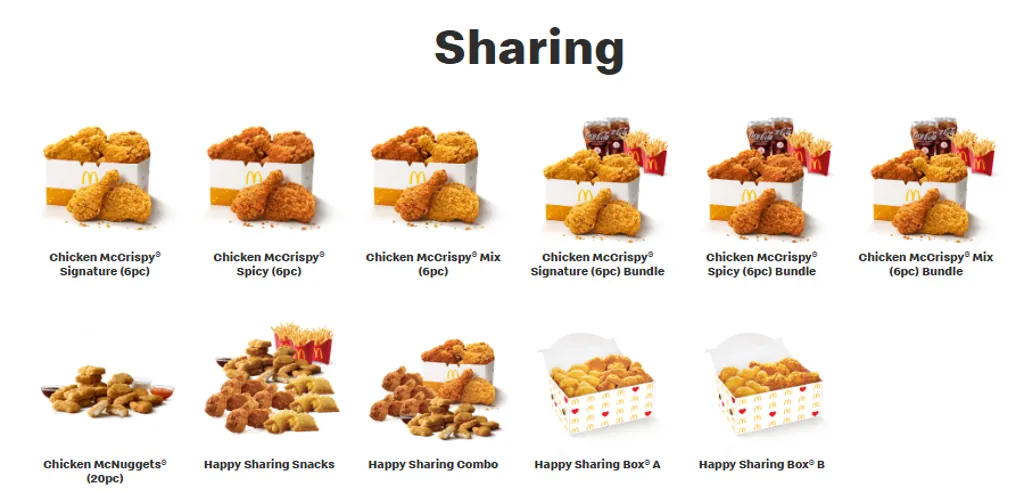 Bedok Mall Mcdonalds Singapore Sharing Menu