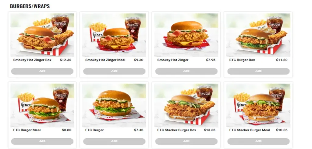 KFCs-Signature-Burgers-and-Wraps-Menu Singapore