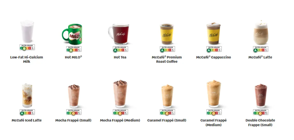 McDonalds Bedok Mall Beverages Menu Singapore