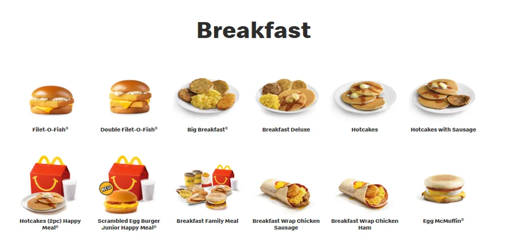 McDonalds Bedok Mall Breakfast Menu Singapore