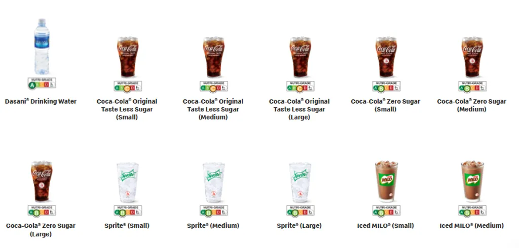 McDonalds Bedok Mall Drinks Menu Singapore