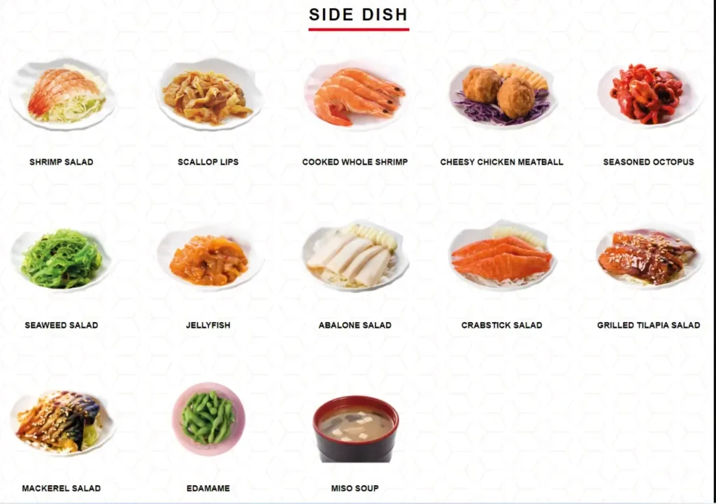 Sushi Sides Dishes and Desserts Menu