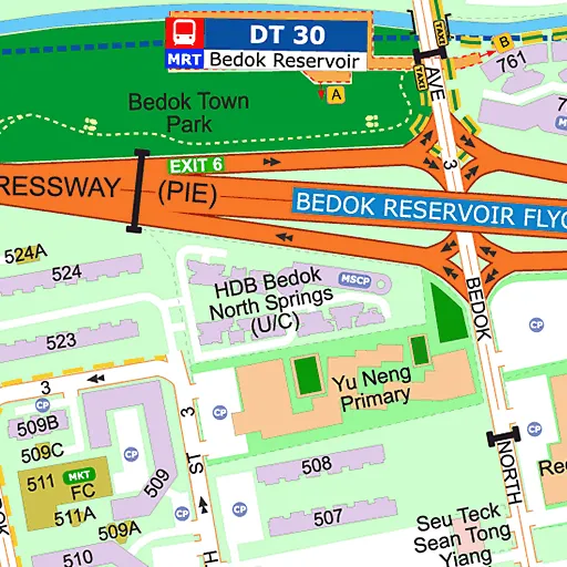 Bedok Reservoir MRT Exit B Map