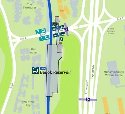 Bedok Reservoir MRT Station (DT30) Map